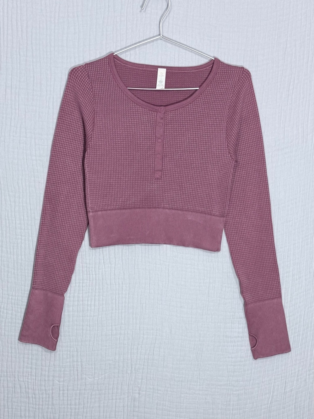 Aerie OFFLINE | Main Squeeze Seamless Waffle Cropped Henley | M